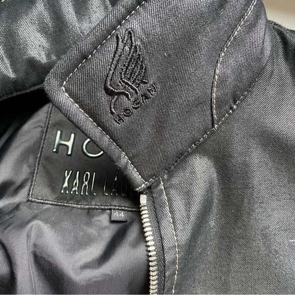 HOGAN by Karl Lagerfeld Gorgeous Black Metallik Denim Jacket Authentic Size 44/S - Picture 8 of 13